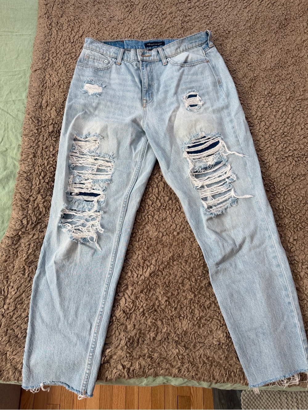 Aeropostale Light Blue Distressed Mom Jeans